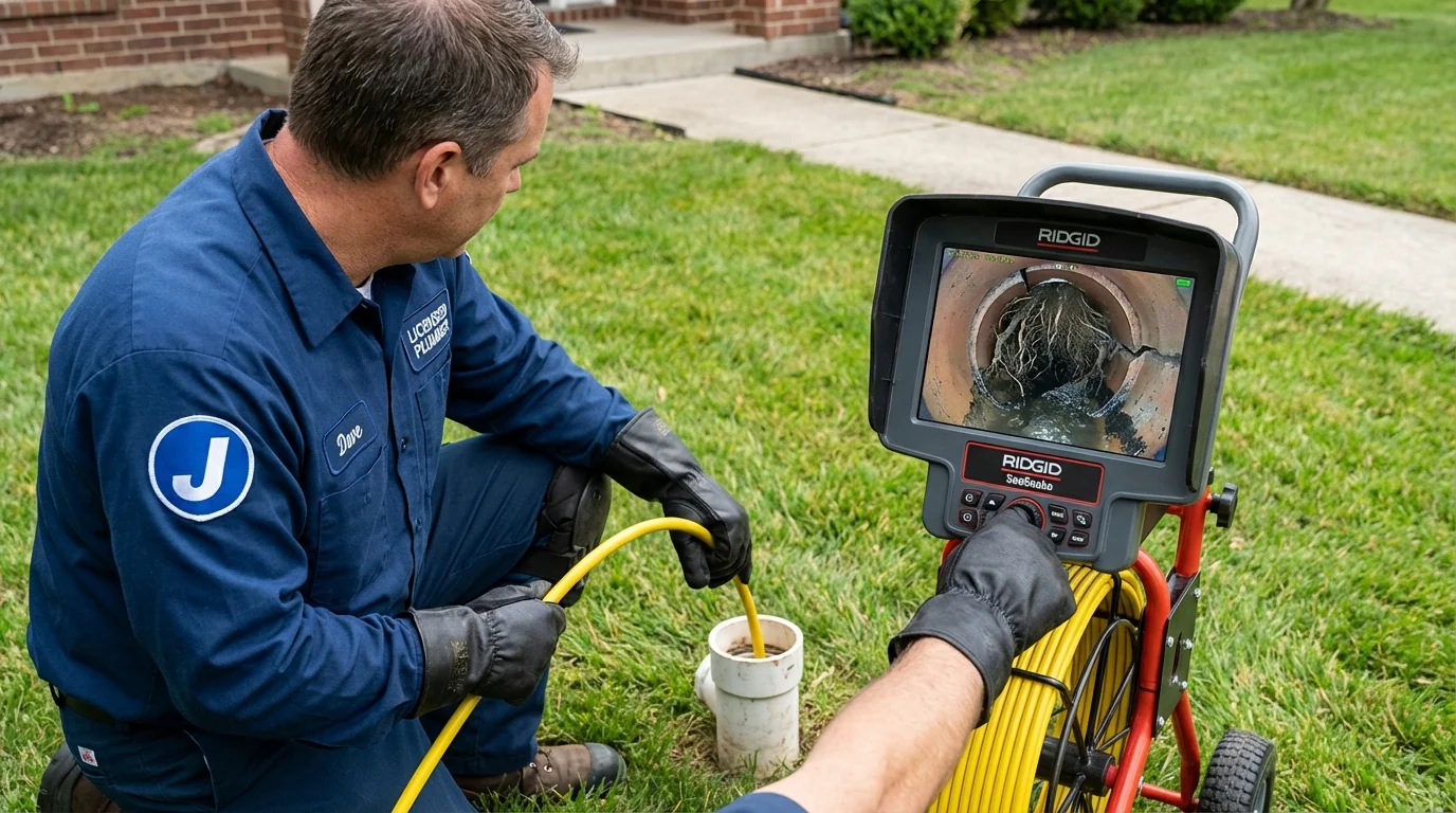 Sewer camera inspection being performed by Johns Plumbing LLC in Williamstown